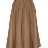 Women's Elegant Skirt, Plus Size Solid Button Decor Elastic High Rise Ruffle Hem Swing Maxi Skirt