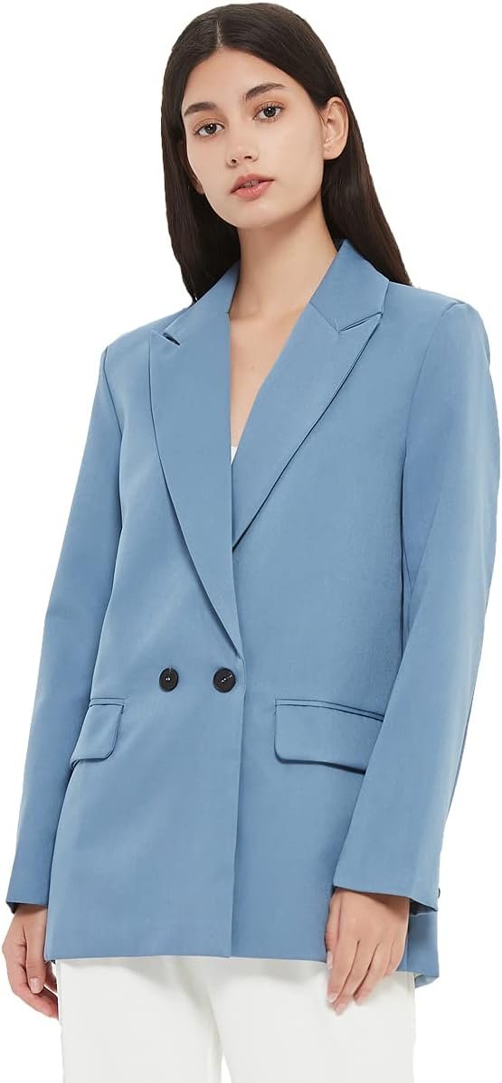 Women's Casual Long Sleeve Lapel Oversized Button Work Office Blazer Suit Jacket