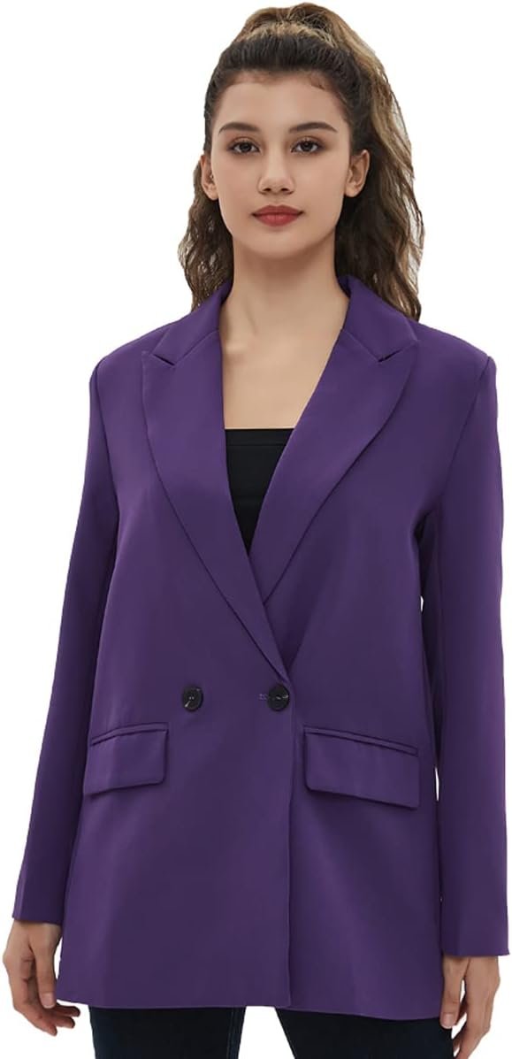 Women's Casual Long Sleeve Lapel Oversized Button Work Office Blazer Suit Jacket
