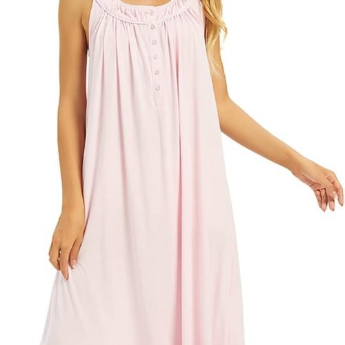 Cotton Nightgown for Women Sleeveless Loungewear Comfy Soft Sleepwear Long Sleepdress Loose Full Length Nightdress