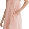 Womens Ruffle Nightgown Cotton Sleeveless Nightdress Soft Printed Night gown with Pockets
