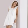 Womens Ruffle Nightgown Cotton Sleeveless Nightdress Soft Printed Night gown with Pockets