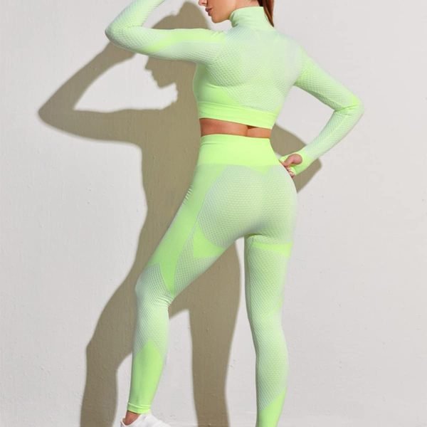 Women's 3 Piece Outfits Tracksuit Workout Set Sports Bra High Waist Yoga Gym Leggings and Crop Top