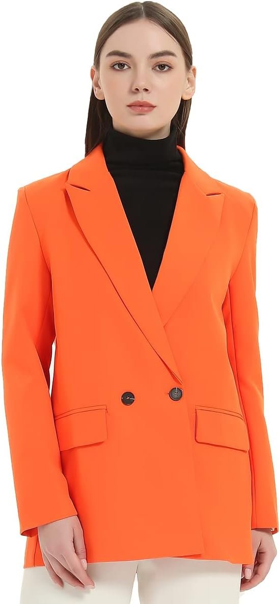 Women's Casual Long Sleeve Lapel Oversized Button Work Office Blazer Suit Jacket