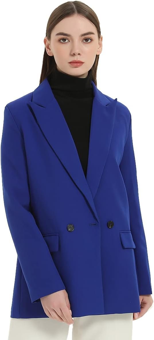 Women's Casual Long Sleeve Lapel Oversized Button Work Office Blazer Suit Jacket