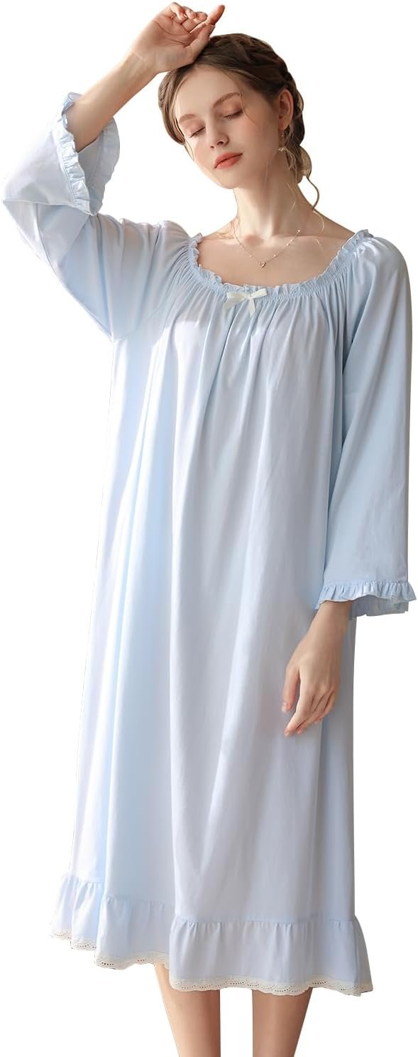 Women's  Nightgowns Sleepshirts Lace Ruffle Princess Nightdress