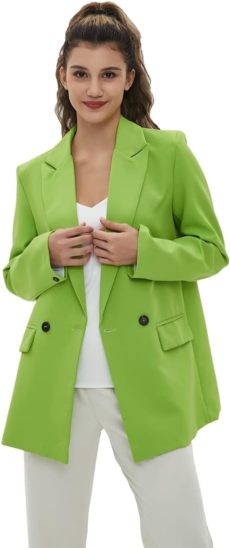 Women's Casual Long Sleeve Lapel Oversized Button Work Office Blazer Suit Jacket