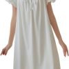 Women's  Nightgowns Sleepshirts Lace Ruffle Princess Nightdress