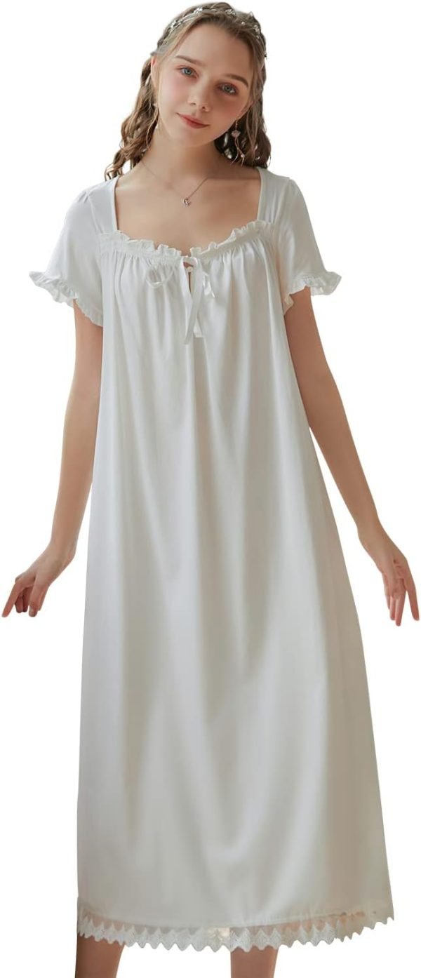 Women's  Nightgowns Sleepshirts Lace Ruffle Princess Nightdress