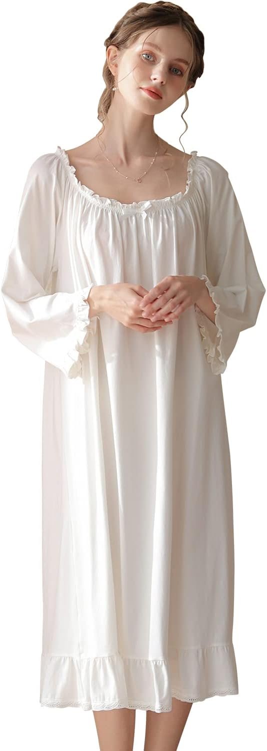 Women's  Nightgowns Sleepshirts Lace Ruffle Princess Nightdress