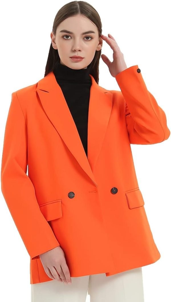 Women's Casual Long Sleeve Lapel Oversized Button Work Office Blazer Suit Jacket