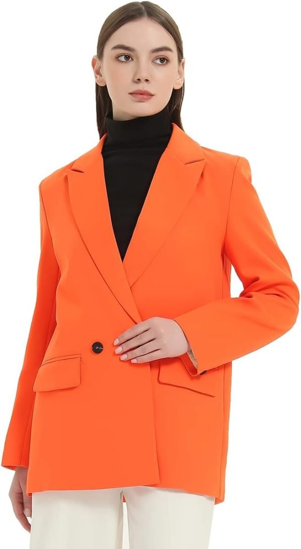 Women's Casual Long Sleeve Lapel Oversized Button Work Office Blazer Suit Jacket