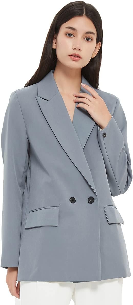 Women's Casual Long Sleeve Lapel Oversized Button Work Office Blazer Suit Jacket