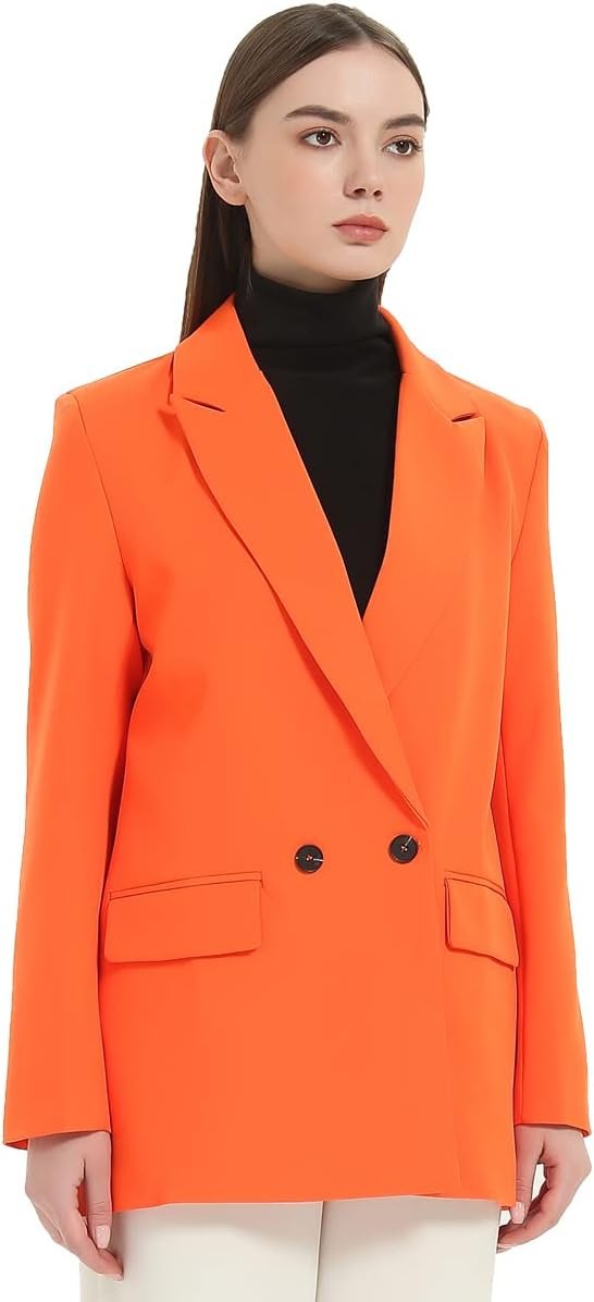 Women's Casual Long Sleeve Lapel Oversized Button Work Office Blazer Suit Jacket