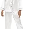 Women's Silk Satin Pajamas Set Long Sleeve Sleepwear Soft Pjs Set Two Piece Button Down Loungewear Pj Set