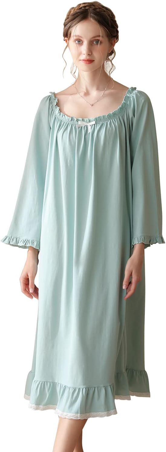 Women's  Nightgowns Sleepshirts Lace Ruffle Princess Nightdress