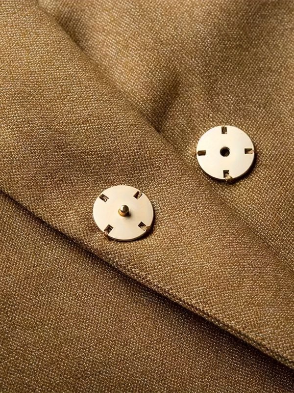 Solid Color Elegant Office & Work Pants Set, Belt Long Sleeve Lapel Neck Blazer & Straight Leg Pants Outfits, Women's Clothing