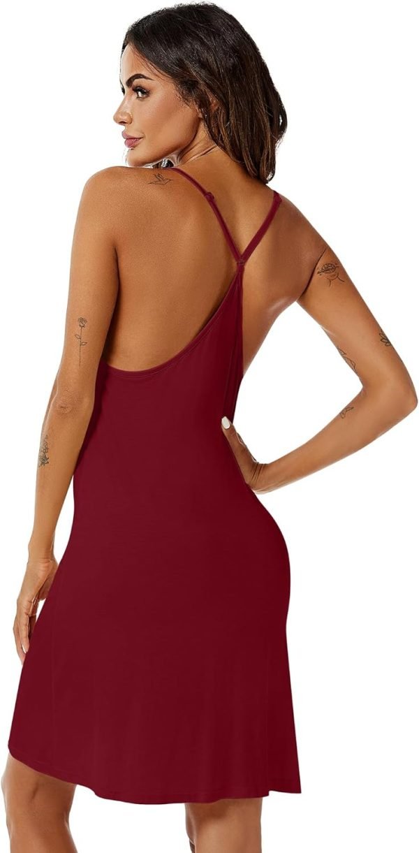 3 Pcs Women's Sleeveless Nightgown, Scoop Neck Pajama Dress Racerback Sleep Dress Sleeveless Nightdress Chemise