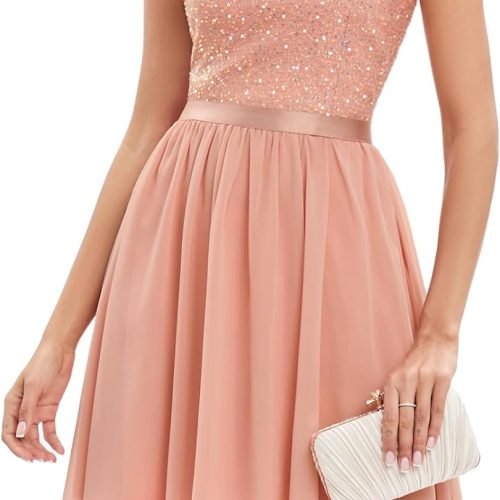 Sequin Halter Prom Dress for Women Party Night Elegant Wedding Bridesmaid Dresses