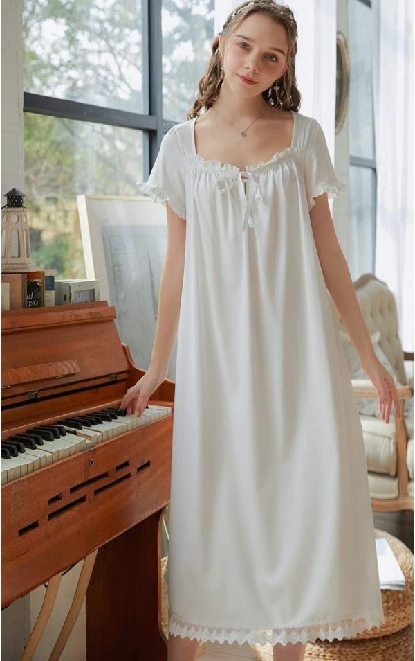 Women's  Nightgowns Sleepshirts Lace Ruffle Princess Nightdress