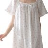 Women's Cotton Nightgowns Vintage Lightweight Gown Sets Short Sleeve Princess Nightdress