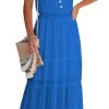 Womens Summer Spaghetti Strap Sleeveless High Waist Beach Long Maxi Sun Dress