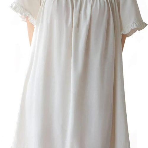 Women's Cotton Nightgowns Vintage Lightweight Gown Sets Short Sleeve Princess Nightdress
