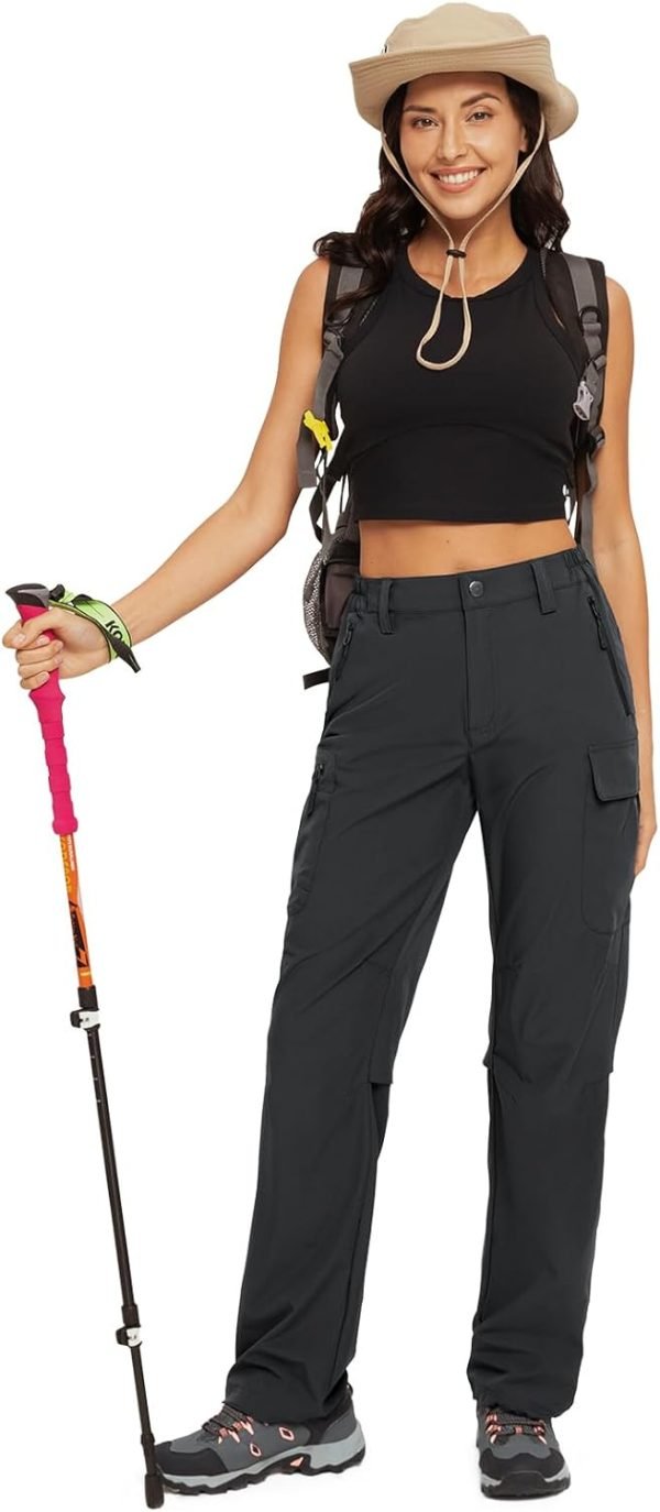 613ZkiaNgmL._AC_SL1500 Women's Hiking Cargo Pants Quick Dry Water-Resistance High Waist Pants for Work Travel Outdoor and Casual