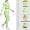 Women's 3 Piece Outfits Tracksuit Workout Set Sports Bra High Waist Yoga Gym Leggings and Crop Top
