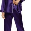 Women's Silk Satin Pajamas Set Long Sleeve Sleepwear Soft Pjs Set Two Piece Button Down Loungewear Pj Set