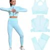 Women's 3 Piece Outfits Tracksuit Workout Set Sports Bra High Waist Yoga Gym Leggings and Crop Top