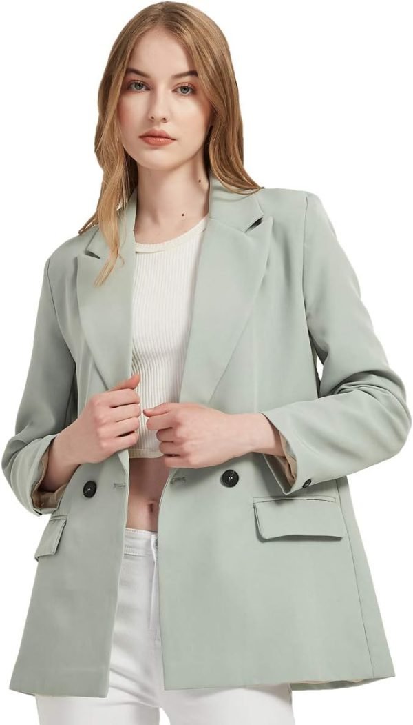 Women's Casual Long Sleeve Lapel Oversized Button Work Office Blazer Suit Jacket