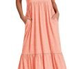 ANRABESS Women's Summer Casual Sleeveless V Neck Swing Dress Fit & Flare Flowy Tiered Maxi Beach Sundress with Pockets