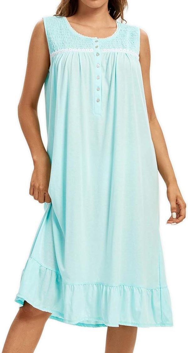 Cotton Nightgown for Women Sleeveless Loungewear Comfy Soft Sleepwear Long Sleepdress Loose Full Length Nightdress