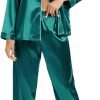Women's Silk Satin Pajamas Set Long Sleeve Sleepwear Soft Pjs Set Two Piece Button Down Loungewear Pj Set