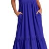 ANRABESS Women's Summer Casual Sleeveless V Neck Swing Dress Fit & Flare Flowy Tiered Maxi Beach Sundress with Pockets