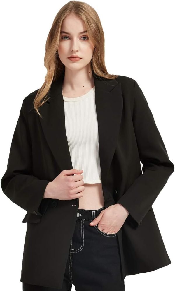 Women's Casual Long Sleeve Lapel Oversized Button Work Office Blazer Suit Jacket