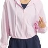 Women's UPF 50+ UV Sun Protection Cropped Jackets Athletic Running Workout Shirts Zip Up Hoodie Outdoor Jackets