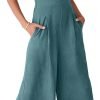 ANRABESS Women's Summer Wide Leg Linen Jumpsuits Dressy V Neck Sleeveless Casual Pants Rompers 2024 Vacation Beach Outfits