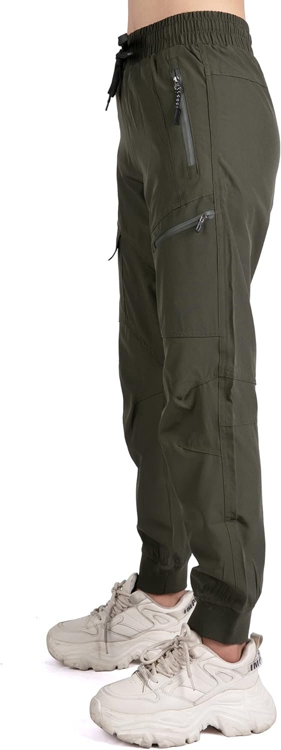 Women's Athletic Hiking Cargo Joggers Pants Outdoor Workout Lightweight Quick Dry UPF 50 Zipper Pockets