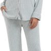 Womens Pajama Sets Soft Comfy Button Down Knitted Long Sleeve Sleepwear Pjs Lounge Sets Nightwear