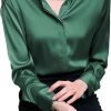 61UmTtfLgPL._AC_SL1500 Women's Satin Blouse Fashion Long Sleeve Satin Silk Shirt Work Office Top Casual Shirt