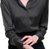 61Vpk1iu4zL._AC_SL1500 Women's Satin Blouse Fashion Long Sleeve Satin Silk Shirt Work Office Top Casual Shirt