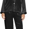Silk Satin Pajamas Set for Women 2 Piece Soft Long Sleeve Tops & Bottoms Sleepwear Pj Lounge Set S-XXL
