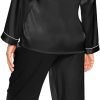 Silk Satin Pajamas Set for Women 2 Piece Soft Long Sleeve Tops & Bottoms Sleepwear Pj Lounge Set S-XXL