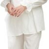 Women Pajamas Set Cotton Long Sleeve Button Down Sleep Shirt Womens Loungewear Set Cotton Nightie