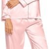 Silk Satin Pajamas Set for Women 2 Piece Soft Long Sleeve Tops & Bottoms Sleepwear Pj Lounge Set S-XXL
