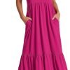 ANRABESS Women's Summer Casual Sleeveless V Neck Swing Dress Fit & Flare Flowy Tiered Maxi Beach Sundress with Pockets