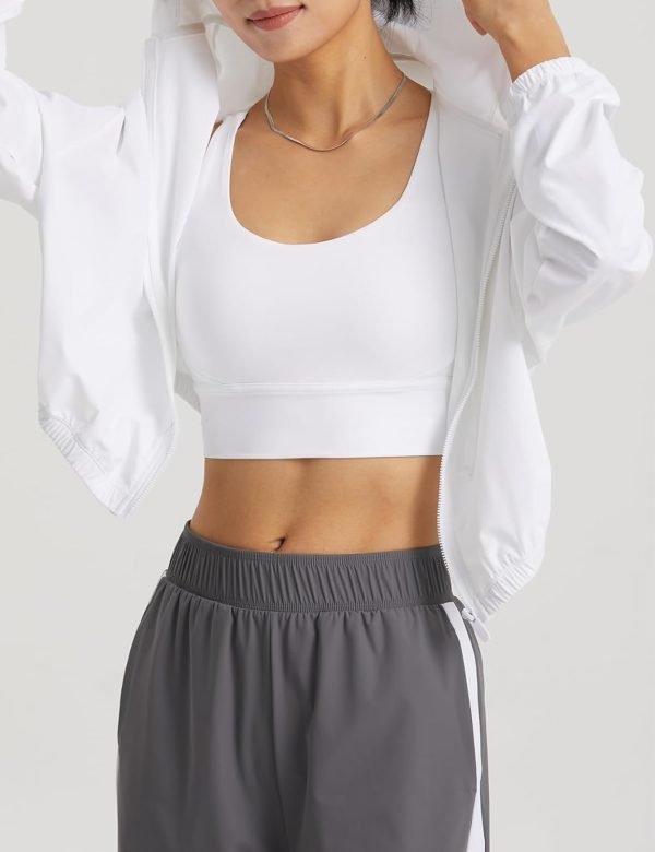 Women's UPF 50+ UV Sun Protection Cropped Jackets Athletic Running Workout Shirts Zip Up Hoodie Outdoor Jackets
