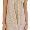 Womens Ruffle Nightgown Cotton Sleeveless Nightdress Soft Printed Night gown with Pockets